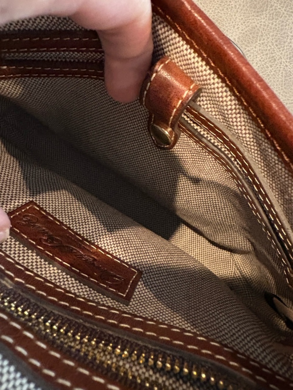 Dooney & Bourke Florentine Vacchetta Small Flap Crossbody Chestnut Brown - Picture 5 of 7